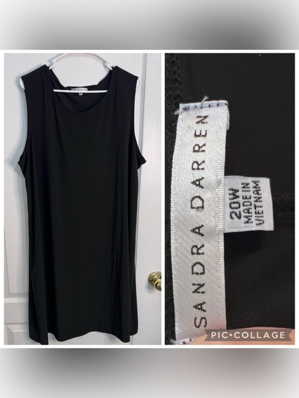 Sandra Darren Black Sleeveless Shift Dress size 20W